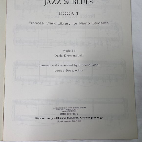 Jazz and Blues Piano Sheet Music Instruction David Kraehenbuehl Frances Clark u - Picture 9 of 12